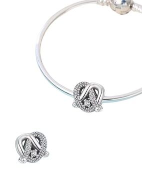 🥨 Sterling Silver Sparkling Pretzel Knot CZ Charm